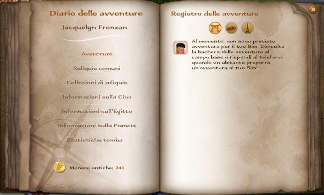Alt Schermata principale Diario delle Avventure